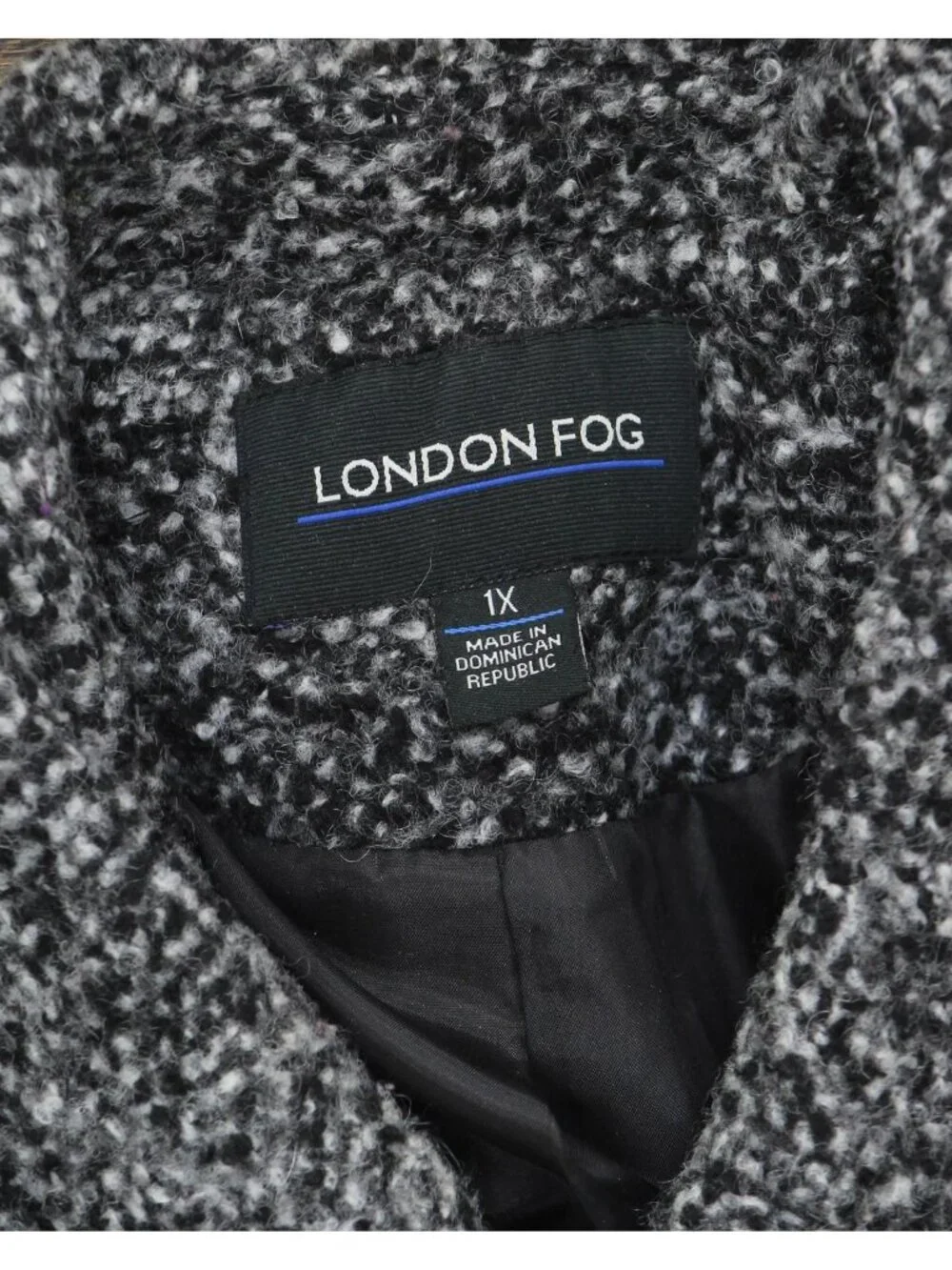 London Fog Textured Button-Front Short Jacket Black / Gray Multi 1X - Picture 7 of 8